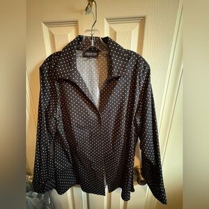 Jones New York Black and White Polka Dot Button Down Shirt
